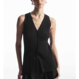 COS Rib-knit V-neck Vest in Black